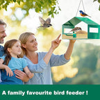 FANHAO Metal Bird Feeder for Outdoors Hanging, Wild Bird Feeder House with Rust-Resistant Mesh, Hanging Platform Bird House Feeder for Attracting Birds, Weatherproof, Easy to Clean & Refill