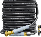 3/8" 4800PSI Pressure Washer Hose 50FT with Swivel Quick Connect for Cold/Hot Water Max 248°F, Kink Resistant Steel Wire Braided, Wear Resistant Power Washer Hose with M22 14mm Adapter