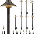 Gardenreet Brass Low Voltage Path Lights - 12V Landscaping Pathway Light IP65 Waterproof, Wired Walkway Lighting Outdoor, LED Bronze for Lawn Area Backyard with 3W 2700K Warm White G4 Bulb (8 Pack)
