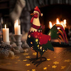 LIFFY Christmas Rooster Yard Decor,18" Metal Chicken Outdoor Decor with Solar Light,Garden Rooster Statues for Outside,Patio Decorative Ornaments for Home Backyard Landscape