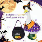 Halloween Porch Goose Outfits 23", Yard Goose Statue Clothes with Pumpkin Trick or Treat Bags, Fall Thanksgiving Outdoor Decor for Patio Lawn Garden and Porch Goode Theme (Pumpkin Ghost Cloak)