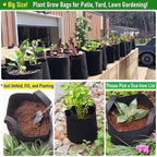 3-Pack 40 Gallon Thickened Plant Grow Bags Large (28x16 in) Heavy Duty Garden Bag Fabric Plant Pots for Potato,Tomato Planter,Herbs Veggies Planting,Flower Pots,Barrel Planter,Yard Waste Bag,Leaf Bags
