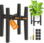 LASZOLA Bamboo Adjustable Plant Stand for Single Large Indoor Planters, Heavy Duty Floor Fern Holder Fits 8 to 12 Inch Pots, Mid Century Elevated Big Stool for Flower– Pot Not Included, Black, 1 Pack