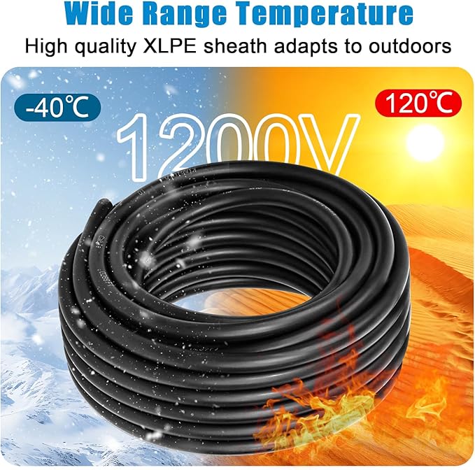 10 AWG Solar Cable 150FT Red + 150FT Black Tinned Copper Wire, 10 Gauge Solar Panel Wire for RV, Automotive, Trailer, Marine, Outdoors