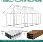 YITAHOME 6x16FT Polycarbonate Greenhouse Large Heavy Duty Green Houses Outdoor Aluminum Greenhouses with Sliding Doors Vent Window Walk-in Greenhouse for Garden Backyard, Silver