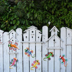 hogardeck Metal Gecko Outdoor Wall Decor, 6 Pack Lizard Wall Art Garden Sculptures & Statues with Free-adjustable Head Outdoor Spring Decor for Front Yard Fence Patio