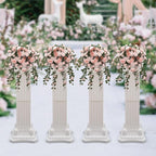 Roman Columns Wedding Stand Pillar Plant Stand Plastic Greek Statue Pedestal Flower Pot Holder Decor, Event Party Elegant Decorative Column (White, 4Pcs, 11.81x35.43 Inch)