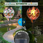 Hot Air Balloon Solar Lantern - Butterfly Stained Glass Lantern, Simulated Flickering & Dancing Flame, Outdoor Hanging Yard Light Waterproof IP65 for Patio Lawn Porch Decor Gift