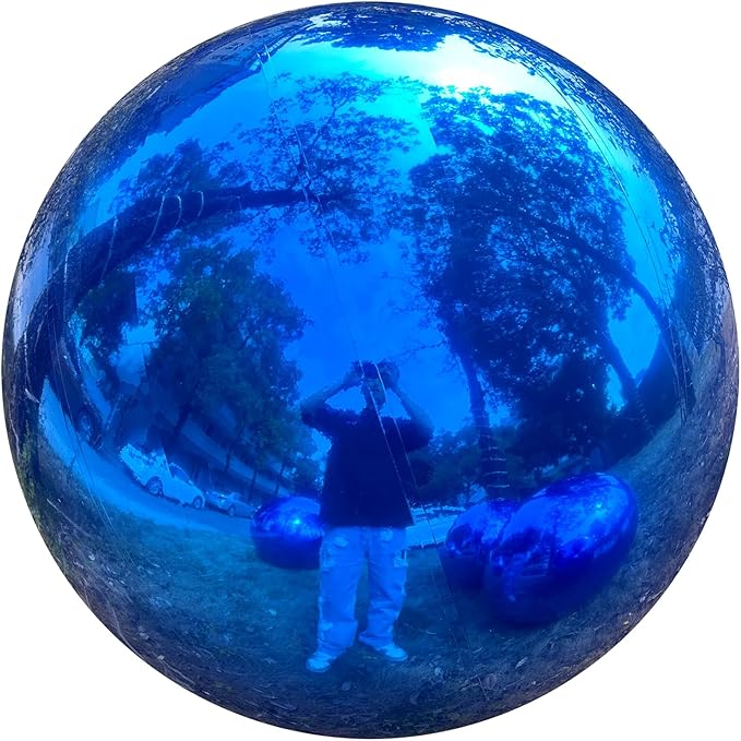 Big Shiny Balls Giant Inflatable Mirror Balls for Events & Decor - Party, Advertising, Shows, Stage Decoration - Hanging & Standing-Various Sizes & Colors - Blue (3.0m/9.84ft)