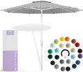 Midtown Umbrellas The Swilt 8 Feet Patio Umbrella in Sunbrella Infused Gem Acrylic Fabric - Fiberglass Ribs, Auto-Tilt Aluminum Frame For Backyard, Deck, Garden, Pool - White Pole