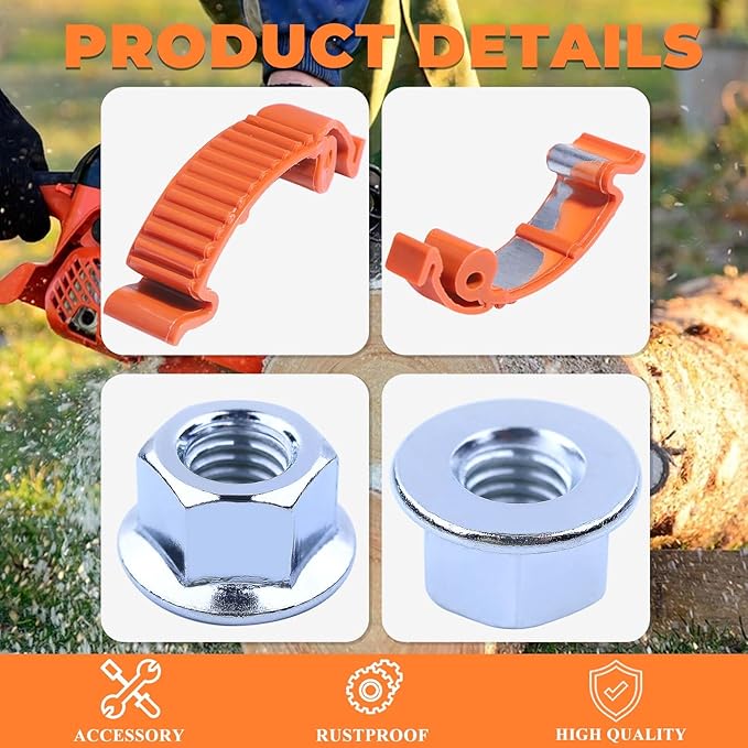 440 Chain Brake Assembly Side Clutch Cover for Husqvarna 440 Chainsaw, Husky 440e II Chainsaw Clutch Cover with Brake Assy & Bar Nuts Buckle Clips Kit, 501388203 Clutch Cover Chain Saw Parts