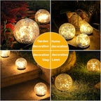 TOMEX 4 Pack Solar Garden Lights, Cracked Glass Ball Waterproof Warm White LED for Outdoor Decor Decorations Pathway Patio Yard Lawn, 4 Pack (3.9")