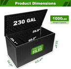 230 Gallon Outdoor Storage Box Waterproof, Extra Large Plastic Outside Deck Box Weatherproof, Resin Patio Storage Bin with Lock and Lids for Cushion, Black