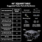 COATEDOUTDOORFURNITURE Heavy-Duty Portable Outdoor Kids Table with Umbrella Hole, Punched Steel Kids Picnic Table, Commercial-Grade, Made in America (46 in, Square, Childrens, Textured Grey)