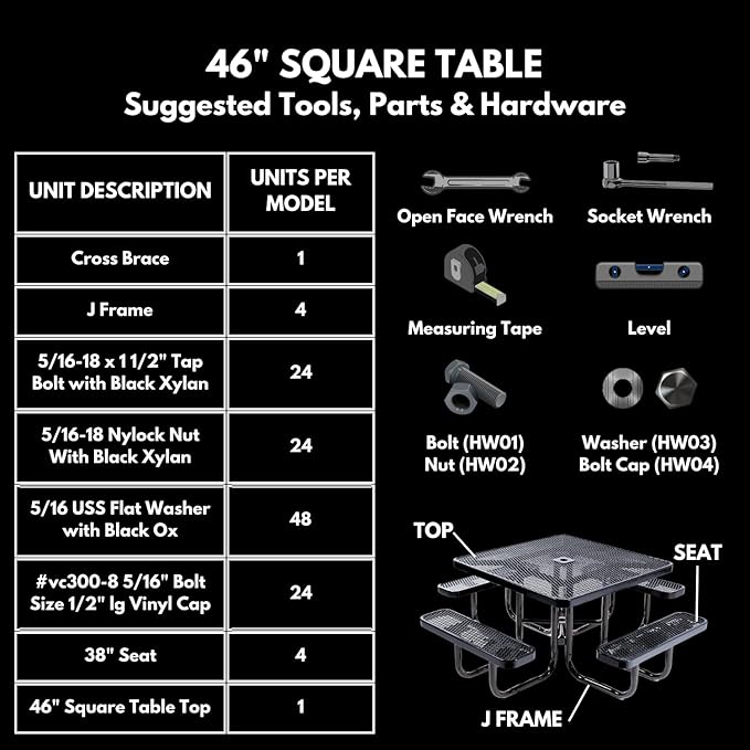 COATEDOUTDOORFURNITURE Heavy-Duty Portable Outdoor Kids Table with Umbrella Hole, Expanded Metal Kids Picnic Table, Commercial-Grade, Made in America (46 in, Square, Childrens, Textured Red)