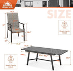 7 Piece Outdoor Dining Set for 6, 61.4"x37.4"x29.5" Rectangular Extendable Dining Table and 6 Textilene Patio Dining Chairs Outdoor Table and Chairs for Patio Lawn Garden Deck Backyard
