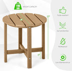 Tangkula Round Outdoor Side Table, 18 Inch Weather Resistant HDPE Adirondack Table, Outdoor Indoor Chairside End Tables, Patio Side Table for Lawn Garden Balcony Backyard, Easy Assembly (1, Brown)