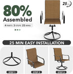 7-Piece Outdoor Dining Set, 6 Swivel Chairs & 63'' Rectangular Dining Table with All Weather Frame Furniture Set -Brown Style2