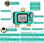 RESTMO Sprinkler Timer with Brass Inlet & Outlet, 3 Separate Programs Water Timer for Garden Hose, Manual/Rain Delay/Automatic Watering for Drip Irrigation and Lawn, 2 Outlet