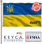 Ukraine Trident Flag 4x6 FT Made in The USA-Heavy Duty Vibrant Colors Double Sided Ukrainian UKR Flag with 2 Brass Grommets for Home/Company/Indoor Outdoor Decoration