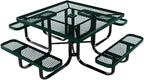 COATEDOUTDOORFURNITURE Heavy-Duty Portable Outdoor Kids Table with Umbrella Hole, Expanded Metal Kids Picnic Table, Commercial-Grade, Made in America (46 in, Square, Childrens, Dark Green)