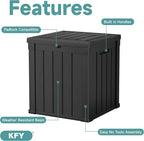 50 Gallon Waterproof Resin Deck Box, UV Resistant Outdoor Storage for Garden, Patio, Porch, Delivery, Striped Black