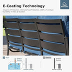 MFSTUDIO 5 Pieces Patio Conversation Sets, 7 Seats Metal Patio Furniture Sets with 1 x 3-Seat Sofa, 2 x Sofa Chairs, 2 x Ottoman, All Weather Patio Sets with 5.75inch Peacock Blue Cushion for Garden