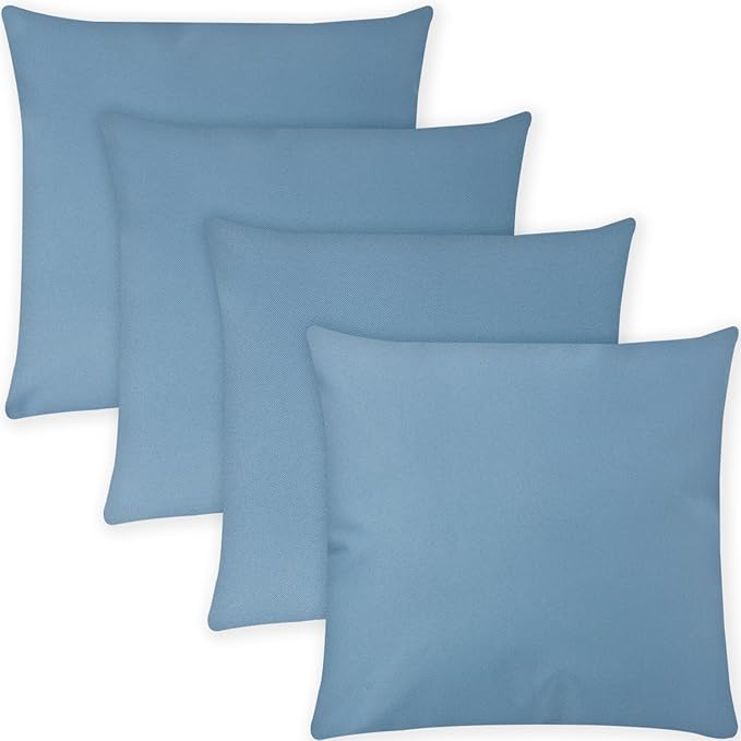 Covers & All Premium Square Throw Pillow Inserts with Covers Set of 4, 20 x 20 Inches Sky Blue, Decorative Cushions for Couch Sofa Home Decor Office Travel UV Resistant Waterproof Soft Cushions