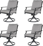Grand patio Dining Chairs Set of 4，Outdoor Swivel Patio Dining Chairs Set of 4，Swivel Rocker Dining Chairs，Outdoor Dining Chairs with Grey Cushions, Patio Chairs for Outside, Garden Lawn Porch