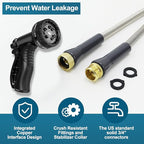 Stainless Steel Garden Hose 75ft Heavy Duty Metal Water Hoses with 10 Function Water Hose Nozzles for Yard Outdoor