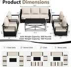 Outdoor Patio Furniture Set, 6-Piece Aluminum Patio Conversation Set All-Weather Metal Outdoor Sectional with 6 Inch Thick Cushions, Deep Setting for Garden, Outside and Porch