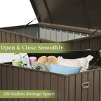 Metal Storage Box for Outdoor Dark Brown Lockable Water-Resistant Deck Box for Patio Garden Tools Organization Rust-Resistant Heavy-Duty Outside Storage Box (200 Gallon)