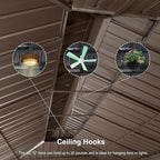 PURPLE LEAF 12' X 24' Hardtop Gazebo Patio Wide Aluminum Frame Metal Double Roof with Heavy Duty Netting and Curtains for Permanent Hard Top Pavilion Screen Khaki