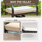 PHI VILLA 7 Piece Outdoor Furniture Dining Set, All-Weather Metal Steel Conversation Set Includes 6 Chairs and 1 Extendable Dining Table for Patio Garden Deck