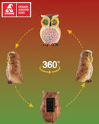 Hand-Painted Resin Owl Figurine with Glow-in-The-Dark Eyes, Solar-Powered Garden Decor 5.5'' Lawn Ornaments Statue Gardening Gifts for Outside Yard Art Patio (Owl)