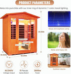Outdoor Sauna 4 Person Dry Infrared Sauna with Red Light Wood Personal Spa Room Low-EMF 2600W 240V Abysmal Lamp Bluetooth Speakers 62.2"x46.9"x81.9"