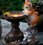 Solar Two Kittens Garden Statues with LED Lights, Outdoor Decor for Patio Yard Balcony - Unique Housewarming Birthday Gifts for Women Mom Grandma