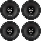 Alpine DM-65-G 6.5-Inch 2-Way Coaxial Speakers with Grille Bundle, 4 Speakers