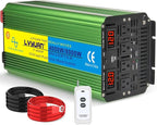 LVYUAN 4000 Watt Heavy Duty 8000(Peak) Pure Sine Wave Power Inverter 12V DC to 110V/120V AC Converter with 4 sockets,LED Display,Remote Control and USB Port for Family,RV, Truck,Road Trip,Emergency