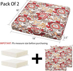 Magpie Fabrics Indoor Outdoor Waterproof Square Chair Cushion, 18" x 18" x 2.5", 2 Pack, Water Resistant Seat Cushions, for Patio Garden Office, Phoenix Red Orange