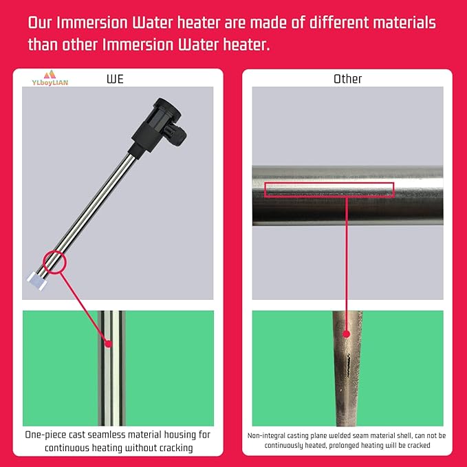 240V 3000W Titanium Submersible Electric Immersion Water Heater with Thermostat & GFCI – Portable Heater for Swimming Pools, inflatable pool, Above Ground Pool, Baptistry, Spa Tubs & Hot Tub