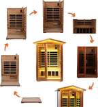 Red Cedar Outdoor Sauna 2 Person,Low EMF Far Infrared Adjustable Sauna,outdoor saunas for home,Traditional Sauna Spa,1850W,8 Heating Plates,LCD Control Panel,Chromotherapy Light,Bluetooth Speaker