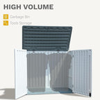 DWVO Outdoor Weather-Resistant Horizontal Storage Shed, 35 Cu Ft Capacity, Lockable and Waterproof, Suitable for Storing Garden Tools, Light Gray