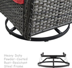 HUMMUH 5 Piece Outdoor Patio Furniture Set Wicker Conversation Bistro Set Swivel Rocking Chairs with Side Table and Ottomans for Backyard, Porch, Balcony