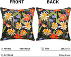 Pyonic Outdoor Pillows Waterproof Cover Pack of 2 Floral Waterproof Throw Pillows 18x18 inch for Patio Furniture Garden Furniture