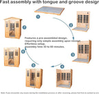 Outdoor Sauna 4 Person Infrared Saunas for Home,2050watt Canadian Hemlock Wooden Large Sauna Room with Blue-Tooth, 4 Chromo Therapy Lighting,2 LCD Control