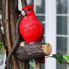 Tree Hugger Cardinal, Large Red Bird Garden Statue, Resin Figurine Hanging Tree Face Sculpture Yard Ornament
