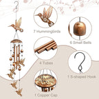 Hummingbird Wind Chimes for Outside, Metal Windchimes Outdoors Hummingbird Gifts for Women Memorial Sympathy Wind Chimes for Patio Garden Yard