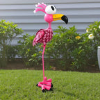 25'' Tall Flamingo Garden Statue, Metal Flamingo Outdoor Staute Waterproof, Pink Flamingo Yard Art Sculptures Decor for Yard, Lawn, Patio, Backyard