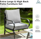 MFSTUDIO 4 Piece Patio Conversation Sets, All Weather Metal Frame Outdoor Furniture Set Patio Sofas with 1 x 45 Rectangular Fire Pit Table, 1 x 3-Seat Sofa, 2 x Sofa Chairs, Grey Cushion